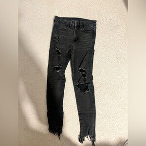 American Eagle Outfitters Black Distressed Skinny Jeans